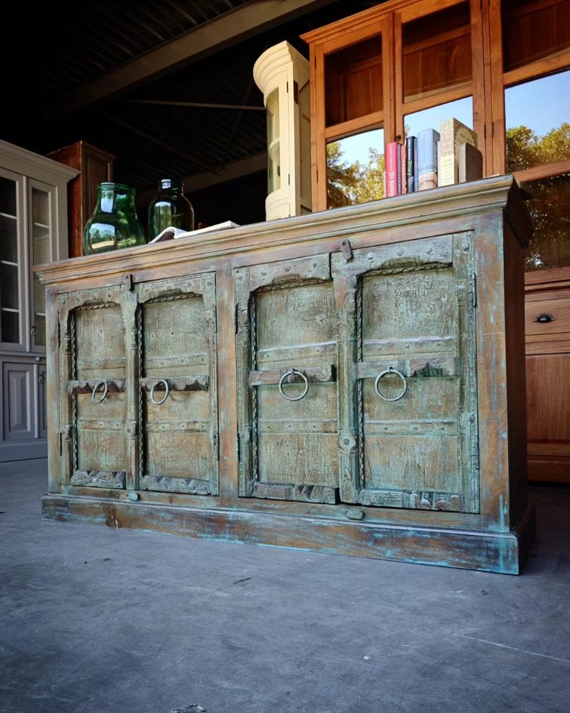 Prachtig antiek dressoir | Tv meubel | Groen patina #, Ophalen of Verzenden