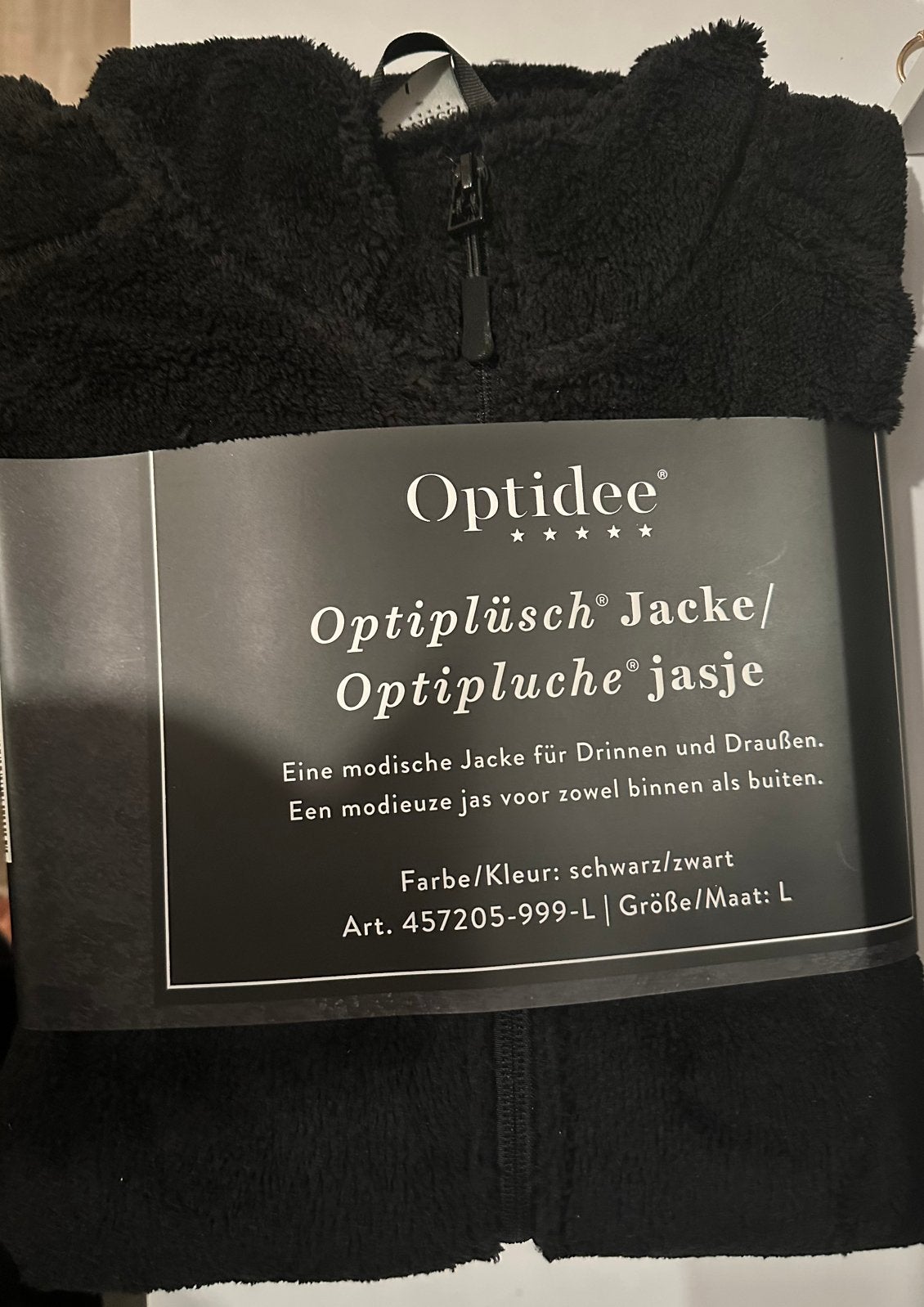 Optidee optipluche jasje maat L zwart Nieuw, Ophalen of Verzenden, Nieuw, Maat 42/44 (L), Zwart