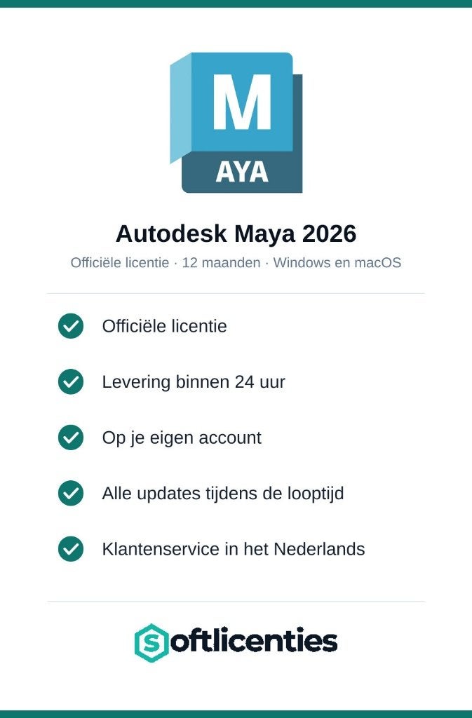 Autodesk Maya 2026 - officiële licentie, 1 jaar, Ophalen, Nieuw, MacOS