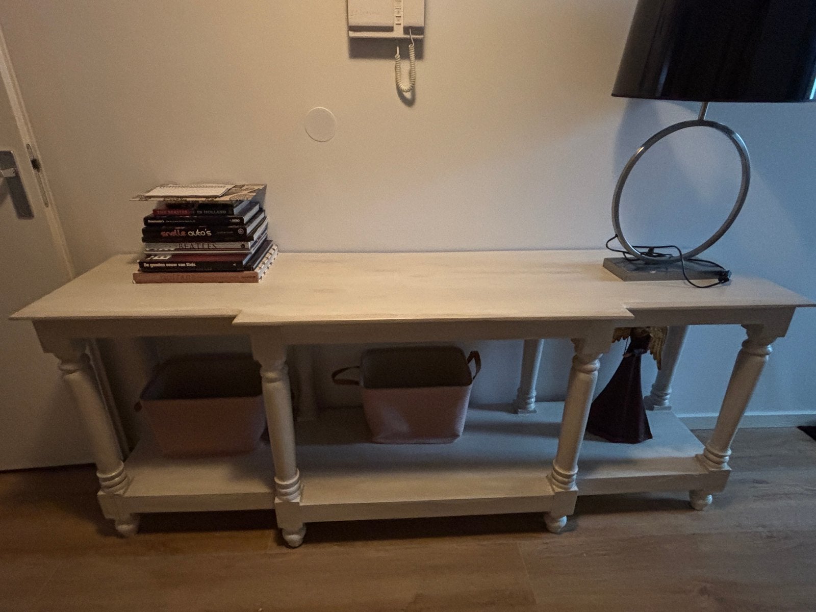 Tv meubel, dressoir, side table white wash, Ophalen, Zo goed als nieuw, 25 tot 50 cm, Rechthoekig