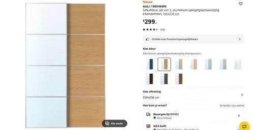 Ikea Pax schuifdeuren 150X236, Huis en Inrichting, Kasten | Kledingkasten, Ophalen, 200 cm of meer, 150 tot 200 cm, Zo goed als nieuw