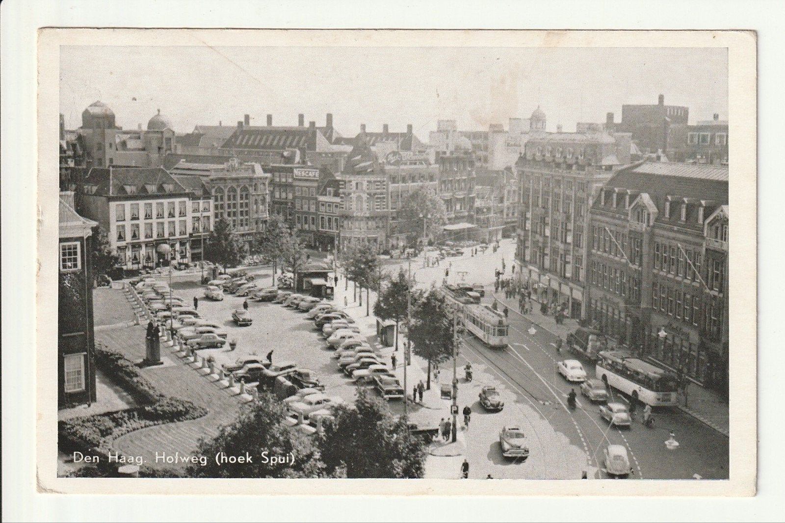 DEN HAAG HOFWEG HOEK SPUI AUTO'S HTM TRAM KROMHOUT VERHEUL, Verzamelen, Ophalen of Verzenden, 1960 tot 1980, Gelopen, Zuid-Holland