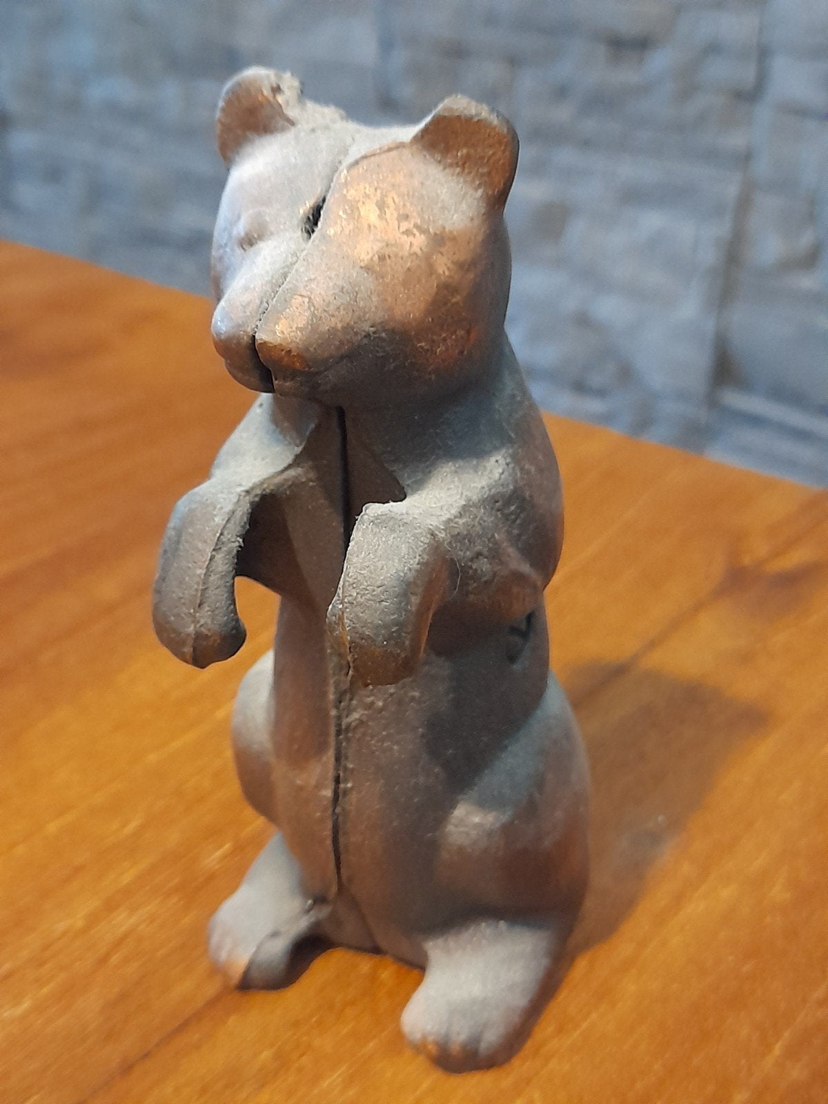 Antieke Koperen Spaarpot - Beer - 15,5 cm Hoog, Ophalen of Verzenden, Gebruikt, Metaal of Blik, Dier