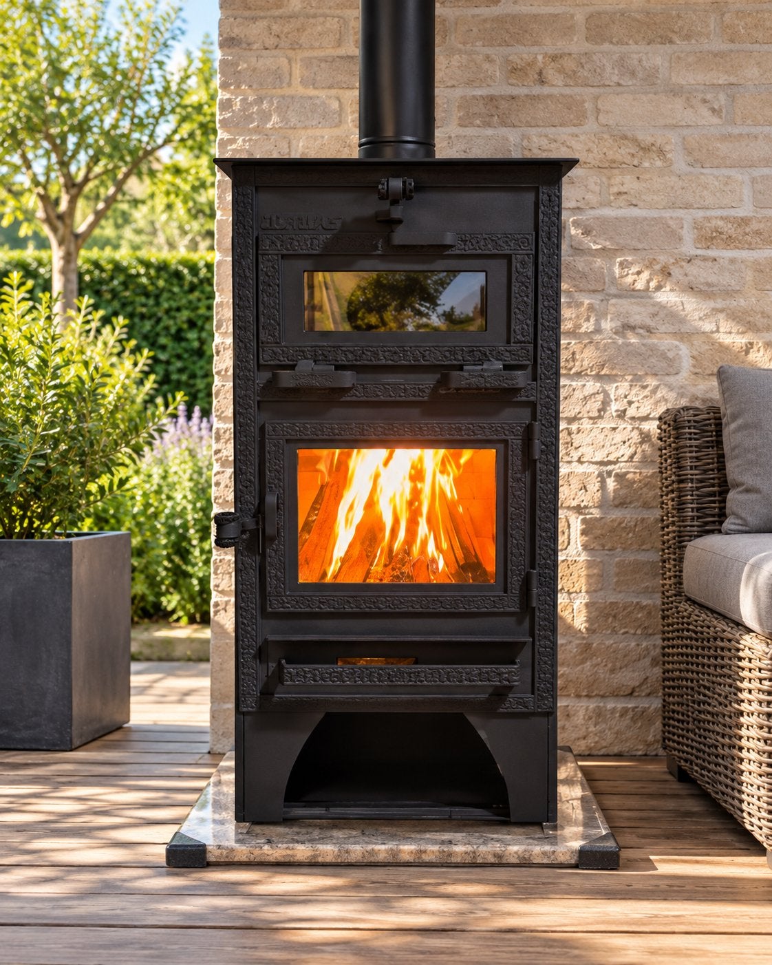 HANDGEMAAKTE HOUTKACHEL MET OVEN, Huis en Inrichting, Ophalen of Verzenden, Vrijstaand, Hout, Nieuw