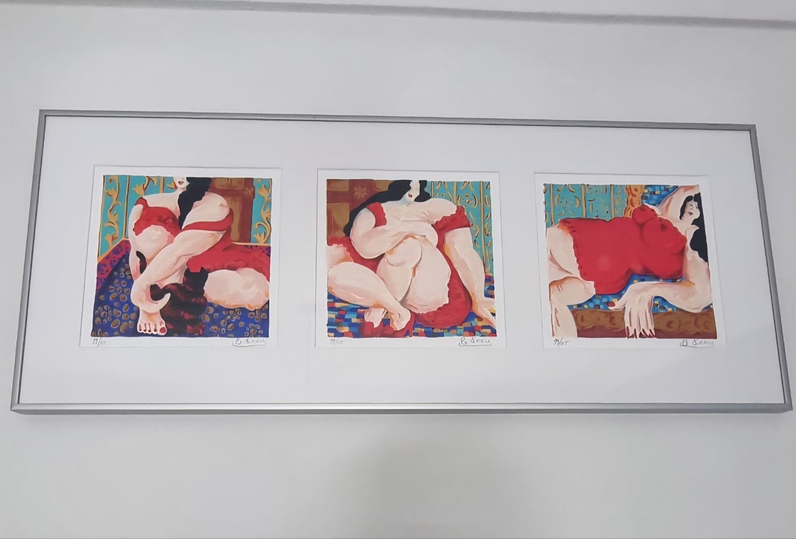 Ingelijste zeefdruk van Engelien Kooy - 3 stuks, Antiek en Kunst, Kunst | Schilderijen | Klassiek, Portret of Personen, Ophalen of Verzenden