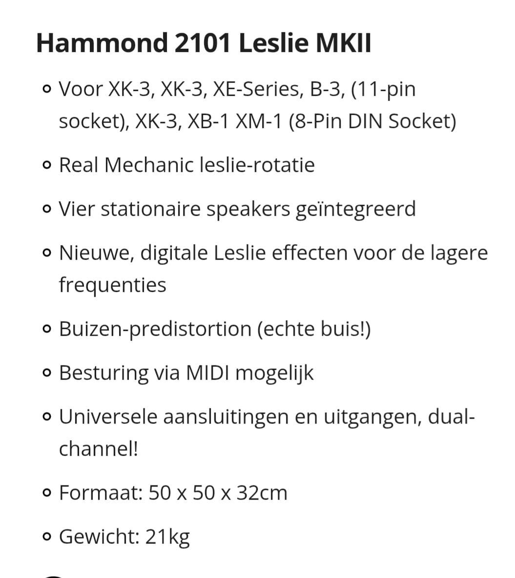 Hammond 2101 Leslie MKII - Keyboardversterker, Ophalen, Zo goed als nieuw, Minder dan 500 watt, Keyboardversterker