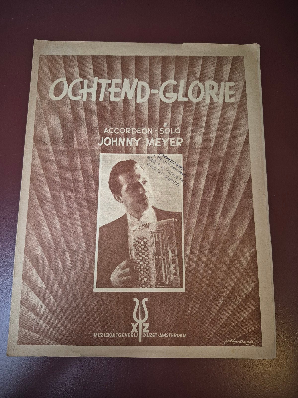 Ochtend-Glorie Accordeon Solo - Johnny Meyer bladmuziek, Gebruikt, Ophalen of Verzenden, Artiest of Componist, Populair