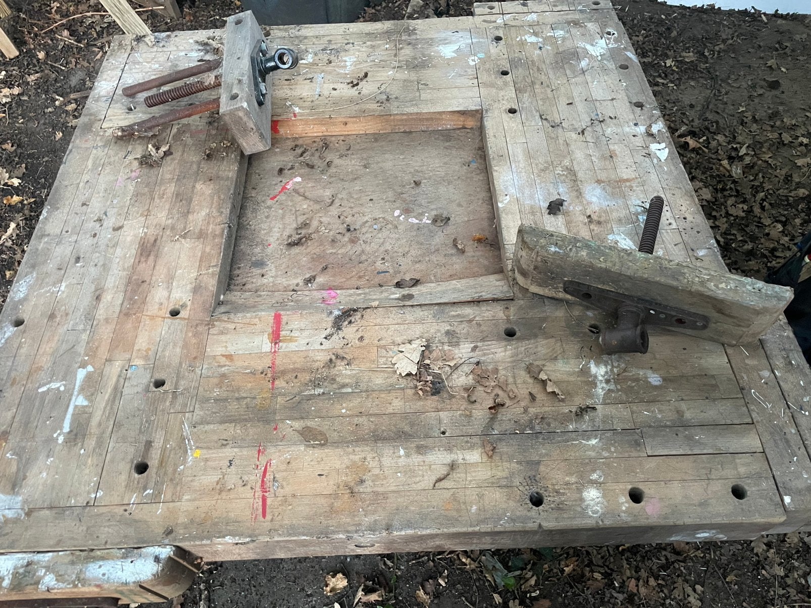Oud houten werkblad/werkbank, Antiek en Kunst, Ophalen