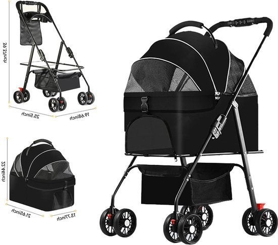 Pet Stroller Buggy - Hondenwagen - Hondenbuggy - 4-Wiel Opvo, Corvance B.V., Verzenden, Nieuw, Corvancebol@gmail.com