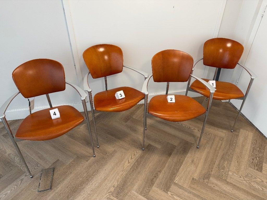 Set van 4 Andreu World 'Andrea' design stoelen –Josep Lluscà, Gebruikt, Overige kleuren, Ophalen of Verzenden, Vier