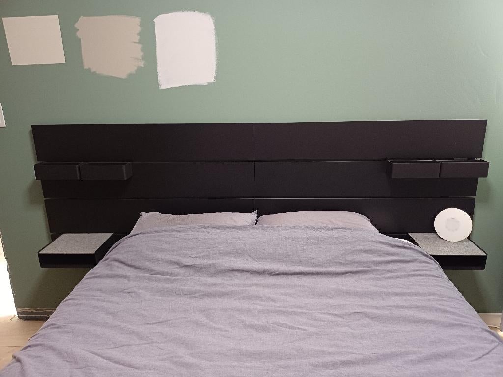 Hoofdbord bed, Huis en Inrichting, Slaapkamer | Bedden, Ophalen, Zwart, Tweepersoons, Zo goed als nieuw
