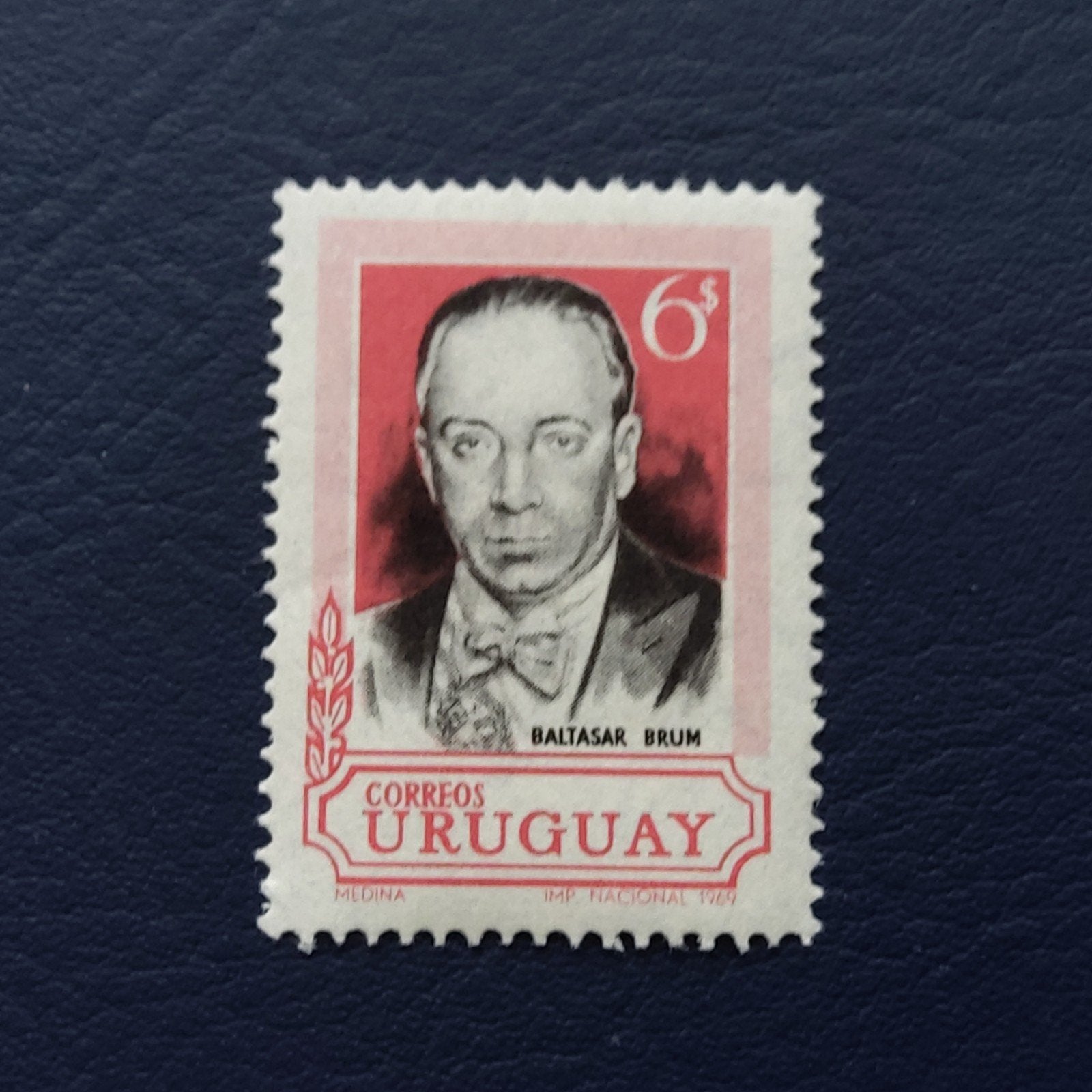 Uruguay postzegel Baltasar Brum 6 centavos, Ophalen of Verzenden