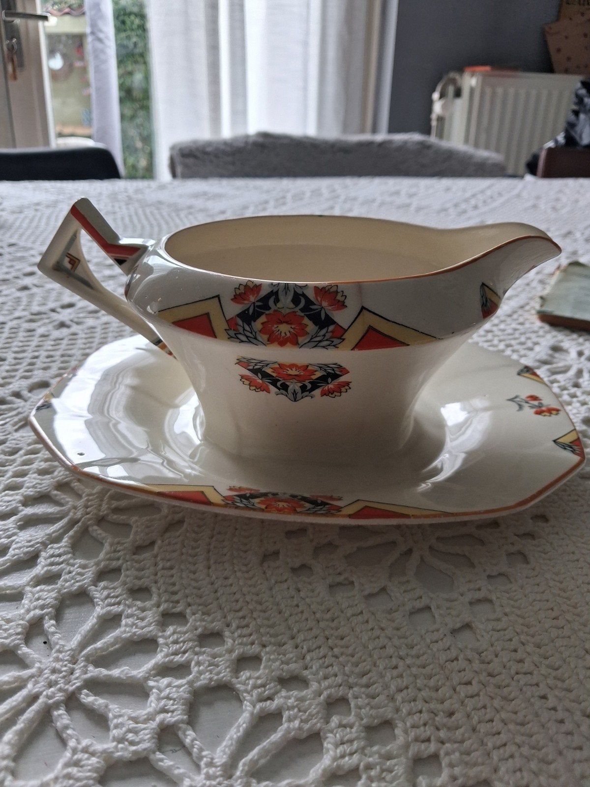 Vintage Alfred Meakin juskom met schotel - Marigold Princess, Ophalen of Verzenden