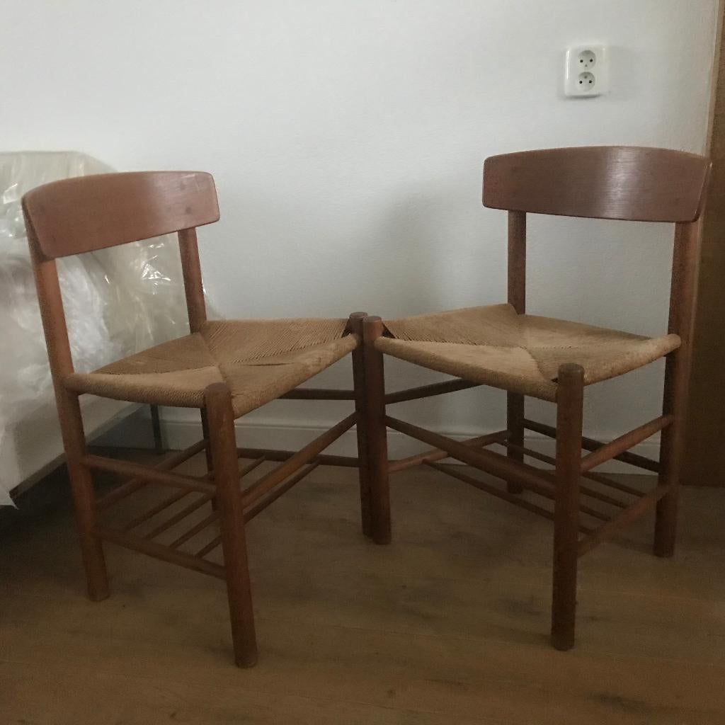 2 Borge Mogensen Mobler J-39 vintage design kirkestol stoel, Ophalen, Bruin, Nvt, Eén