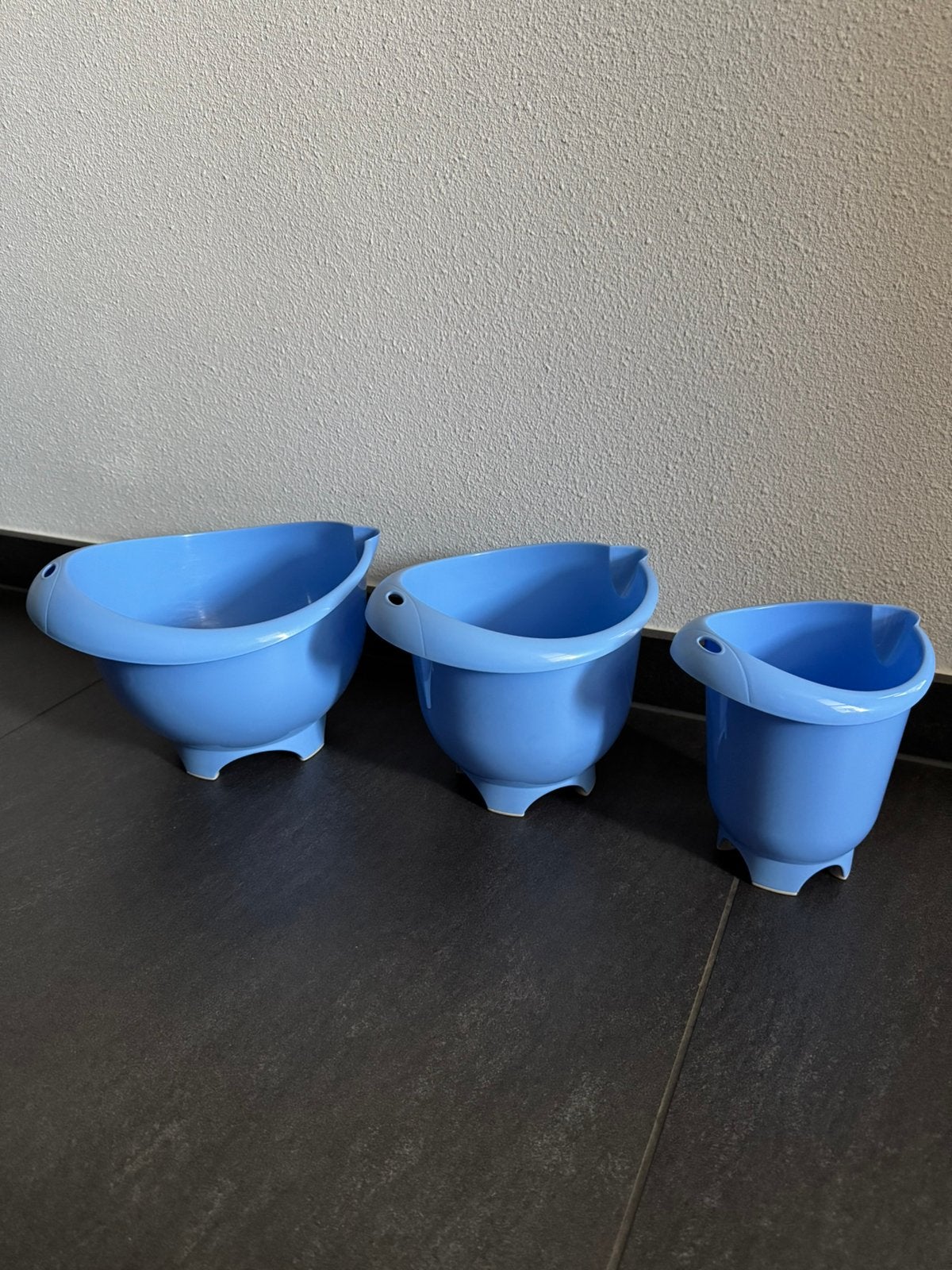 3 Beslagkommen / Mengkommen Blauw, Overige typen, Ophalen of Verzenden, Zo goed als nieuw