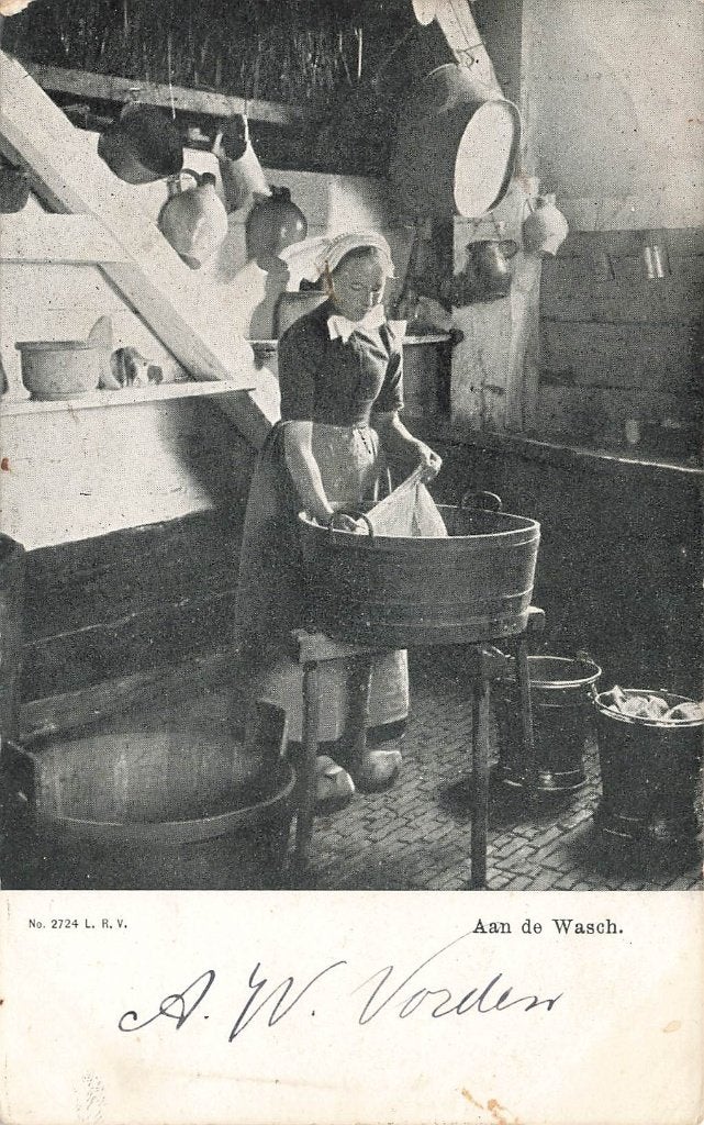 Aan de Wasch, Klederdracht, Vorden  1907, Ophalen of Verzenden, Voor 1920, Gelopen, Gelderland