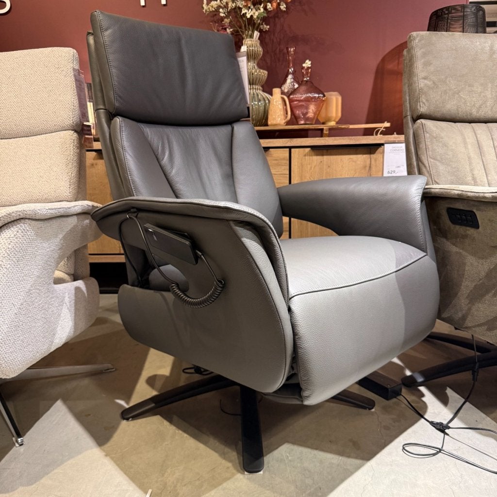 Sta-op Relaxfauteuil Initio - Leder Antraciet - Pronto Wonen, Huis en Inrichting, Niet ingevuld, Niet ingevuld, Niet ingevuld