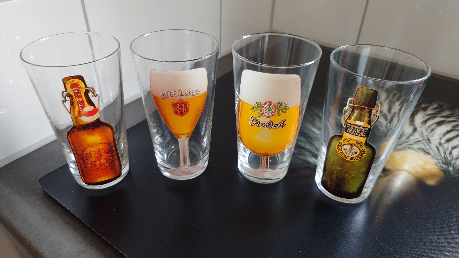 Gave set Grolsch glazen., Verzamelen, Ophalen of Verzenden, Zo goed als nieuw, Bierglas
