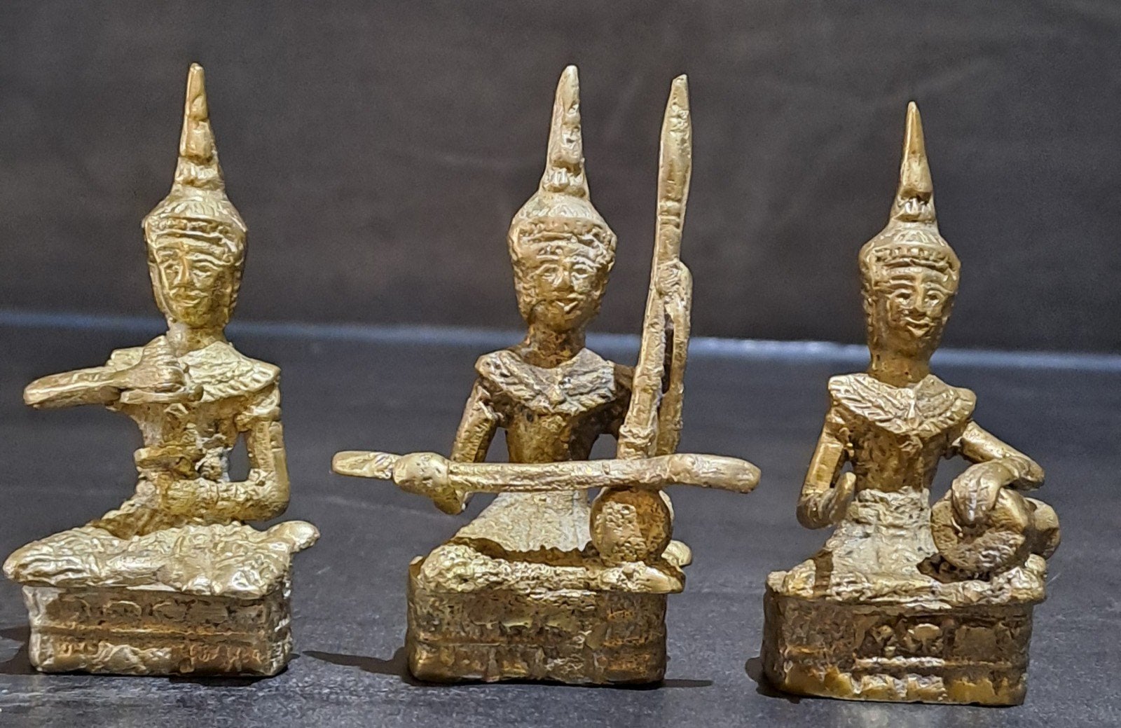 Set van 3 Oosterse Bronzen Beeldjes - Muzikanten, Ophalen of Verzenden, Brons