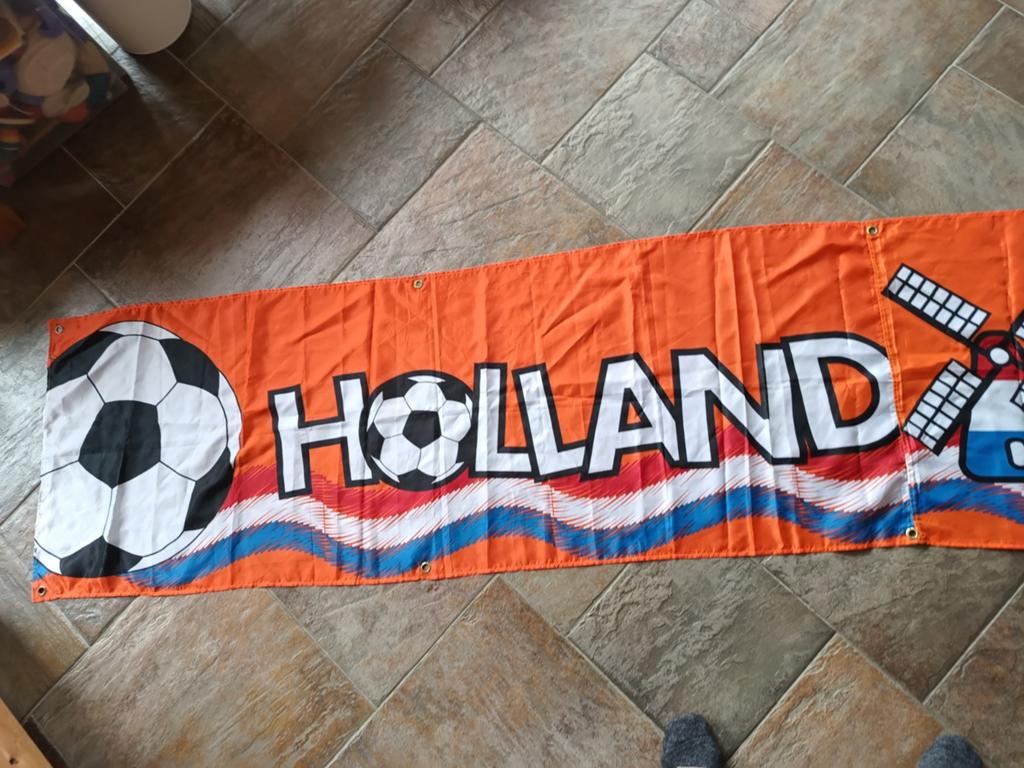 Een vlag een banner Holland House voetbal Molen rood wit bla, Diversen, Ophalen of Verzenden