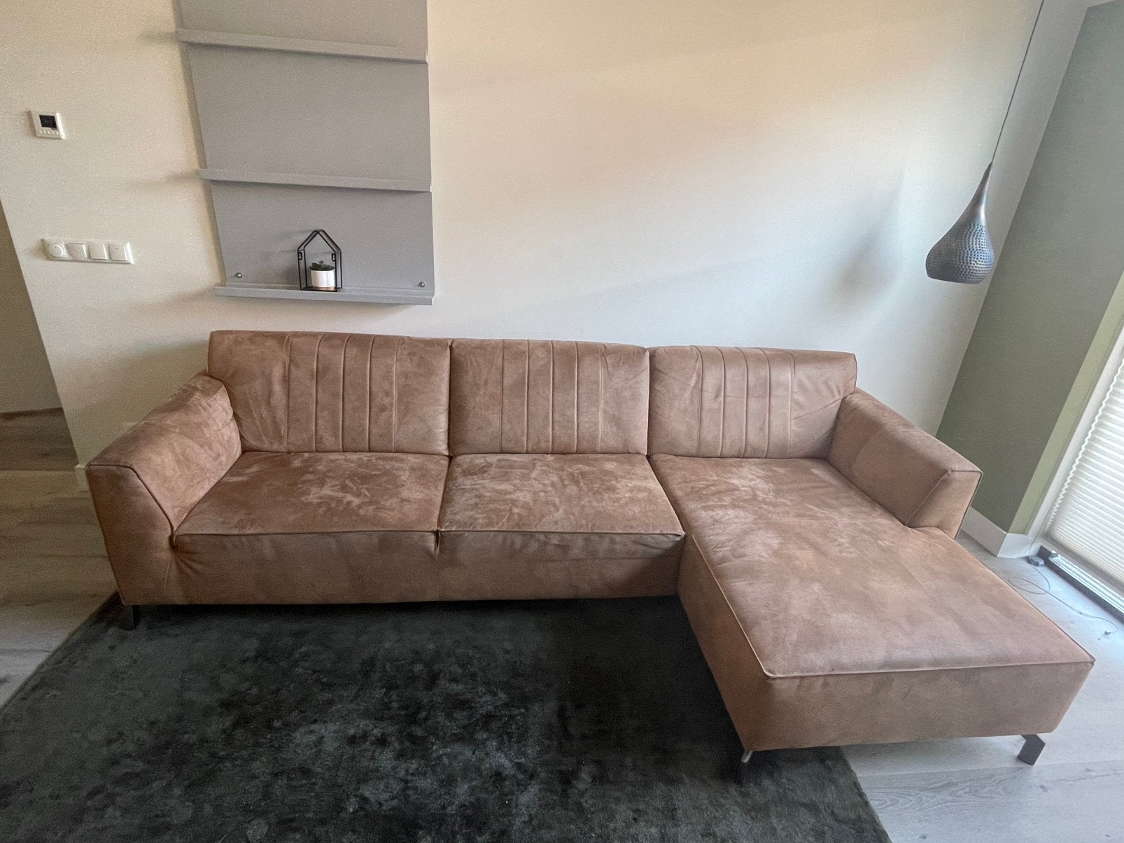 Cognac kleure bank, micro leder, merk: henders & Hazel, Ophalen, Gebruikt, Leer