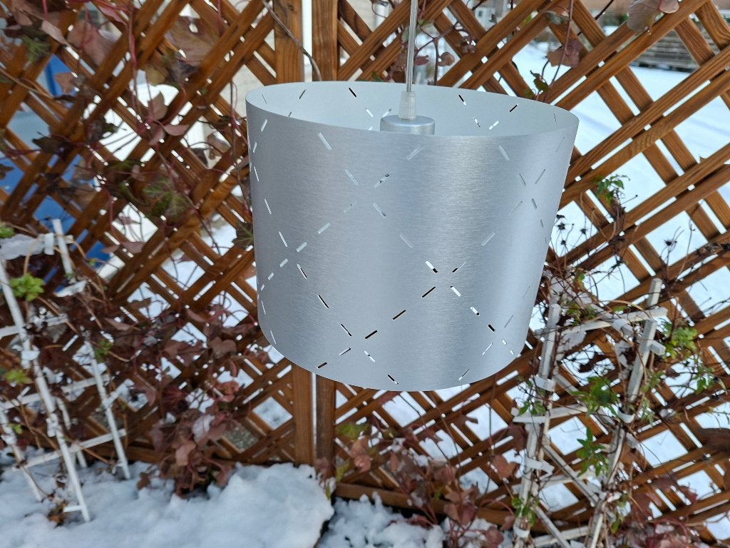 zware zgan rvs metalen hanglamp, Huis en Inrichting, Lampen | Hanglampen, Ophalen of Verzenden, Gebruikt