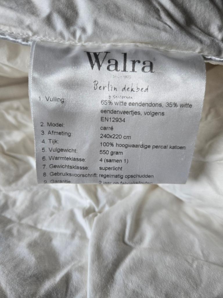 Walra Berlin Dekbed 240x220 cm - 4 seizoenen, Wit, Tweepersoons, Ophalen of Verzenden, Deken of Dekbed