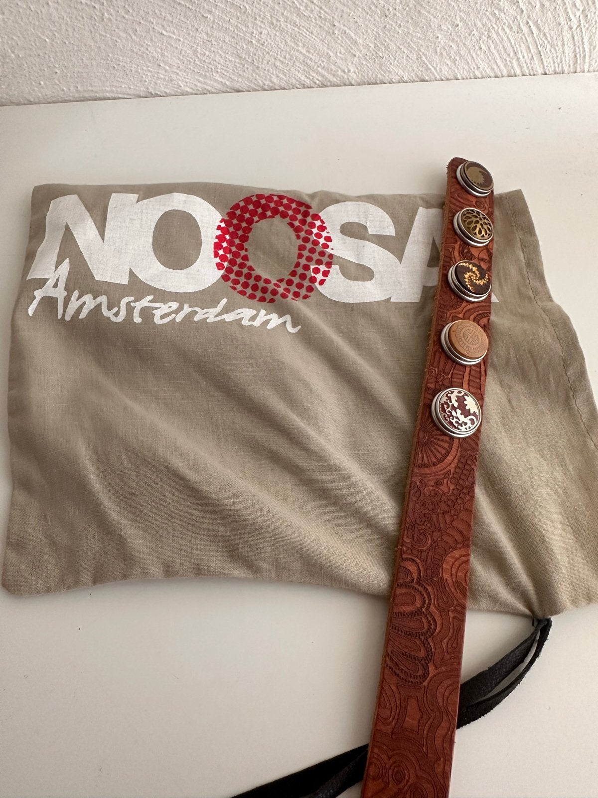 Noosa Amsterdam Leren Riem Maat 85 met 5 Chunks, Ophalen of Verzenden, Gedragen, 80 tot 90 cm, Echt leder