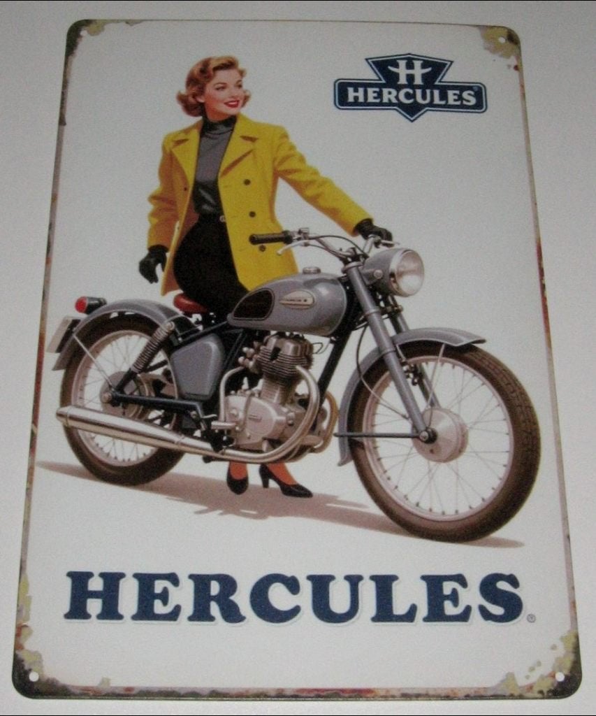 HERCULES MOTOR : Metalen Bord Oldtimer Hercules Motor, Verzenden, Nieuw, Motoren