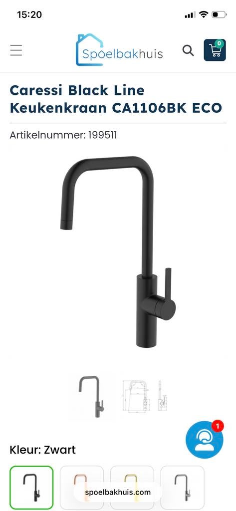 CARESSI ECO Keukenkraan Zwart - Nieuw in doos, Minder dan 50 cm, Zwart, Nieuw, Ophalen of Verzenden
