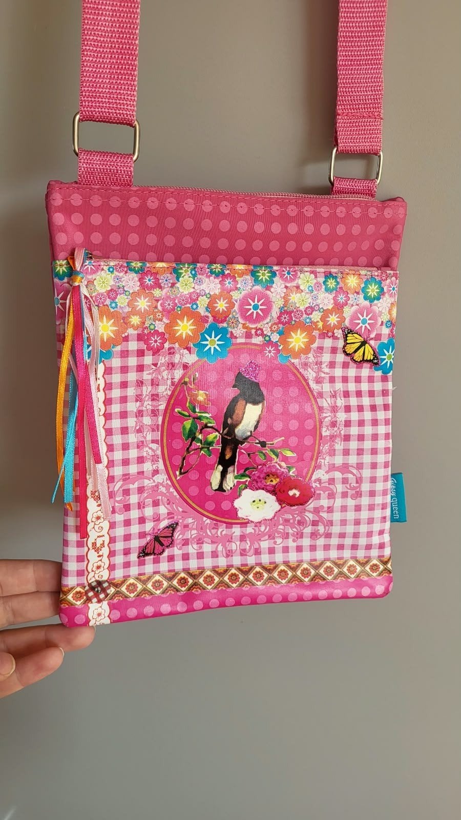 Roze schoudertasje met vogelprint - Gypsy Queen - NIEUW, Ophalen of Verzenden, Zo goed als nieuw, Roze, Schoudertasje