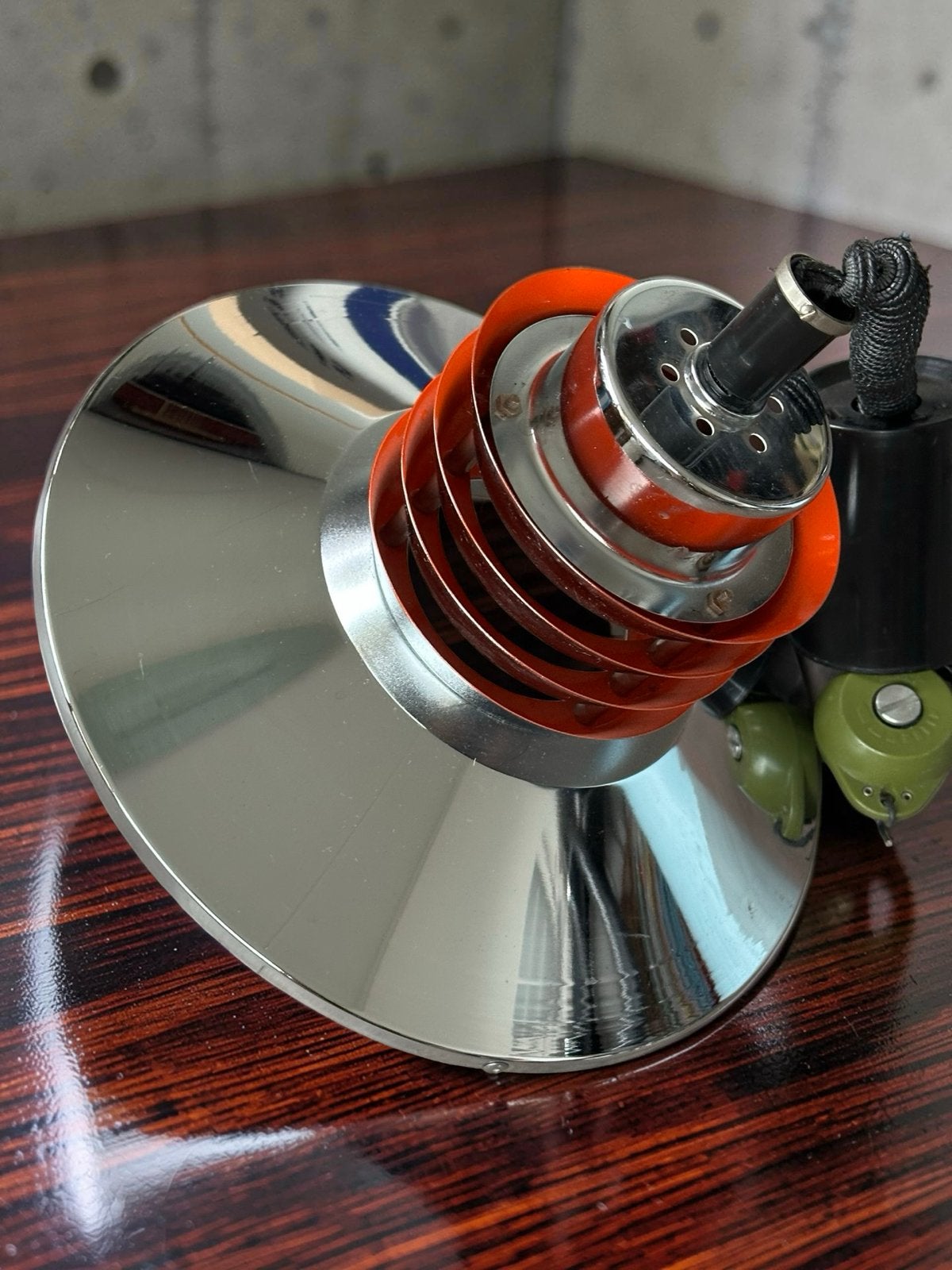 Vintage Lakro Space Age Hanglamp - Chroom & Oranje/Rood, Ophalen of Verzenden