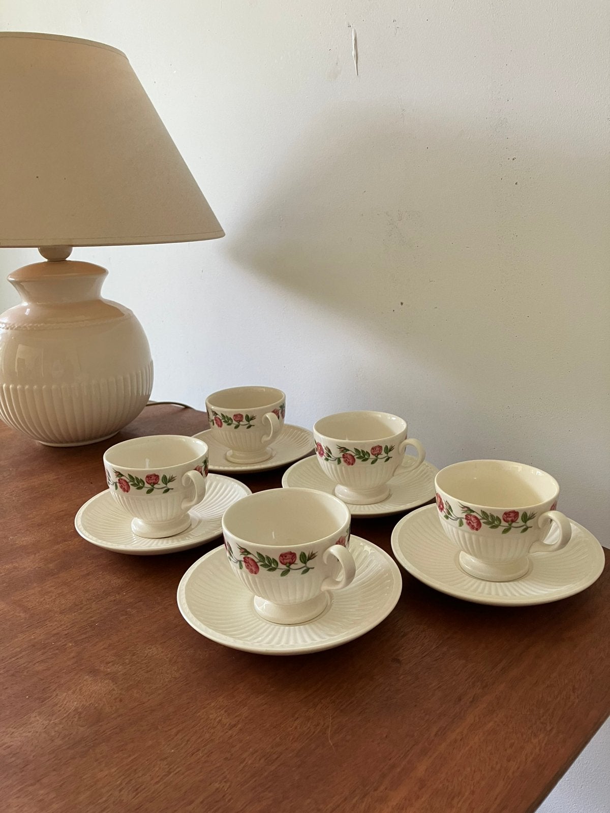 Wedgwood Rosalind thee kop en schotels 8 cm 5 x, Ophalen of Verzenden