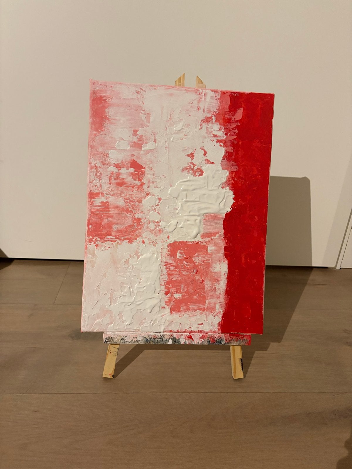 Abstract rood-roze-wit Schilderij, Ophalen of Verzenden