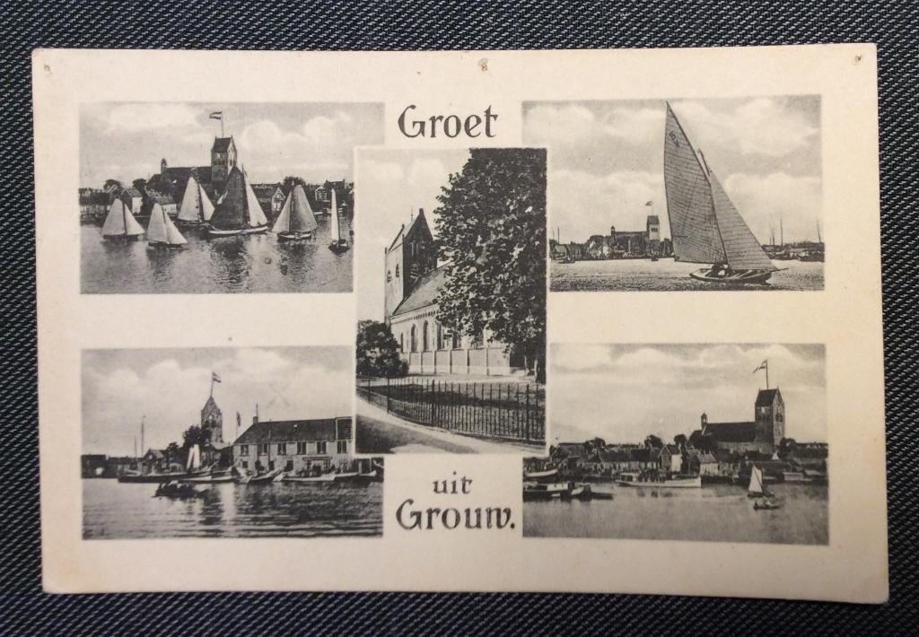Grouw, groeten uit, Ophalen of Verzenden, 1920 tot 1940, Gelopen, Friesland