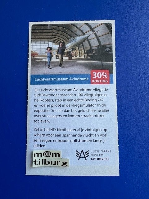 Luchtvaartmuseum Aviodrome 30% korting tot 1-7-2027, Drie personen of meer, Kortingskaart