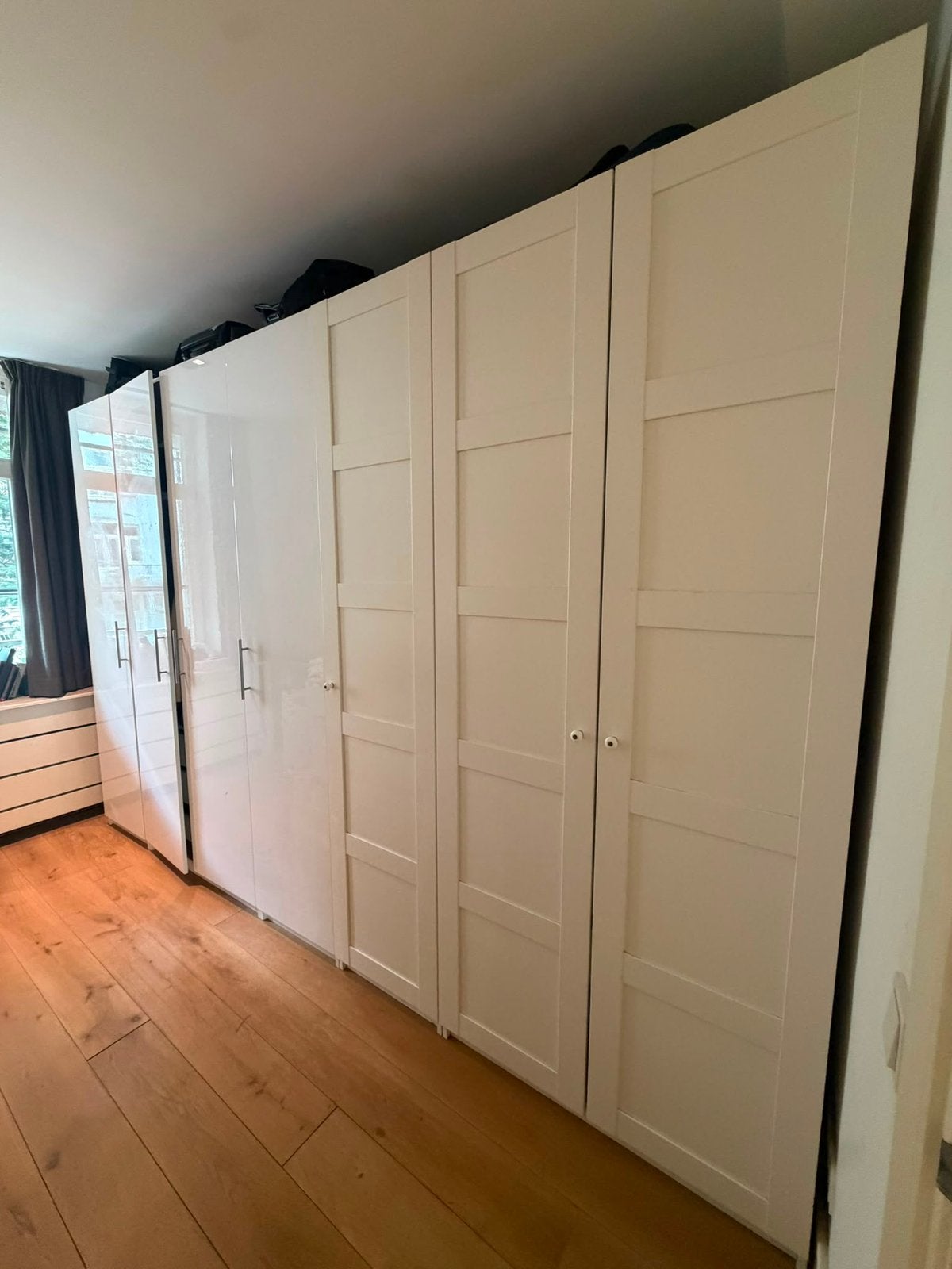 7 IKEA PAX kastdeuren; 229cm x 50cm; incl greep + sluiting, Ophalen, Zo goed als nieuw, 50 tot 100 cm, 200 cm of meer