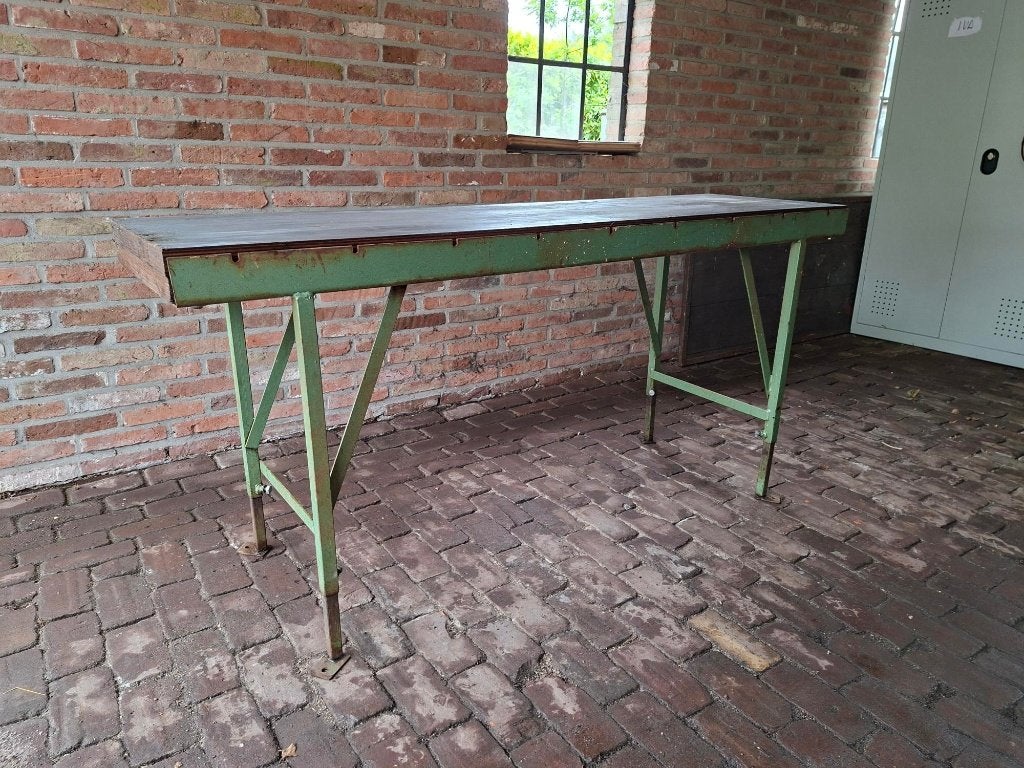 Goede, degelijke werkbank met dik houten werkblad!, Ophalen, Gebruikt, 120 tot 170 cm