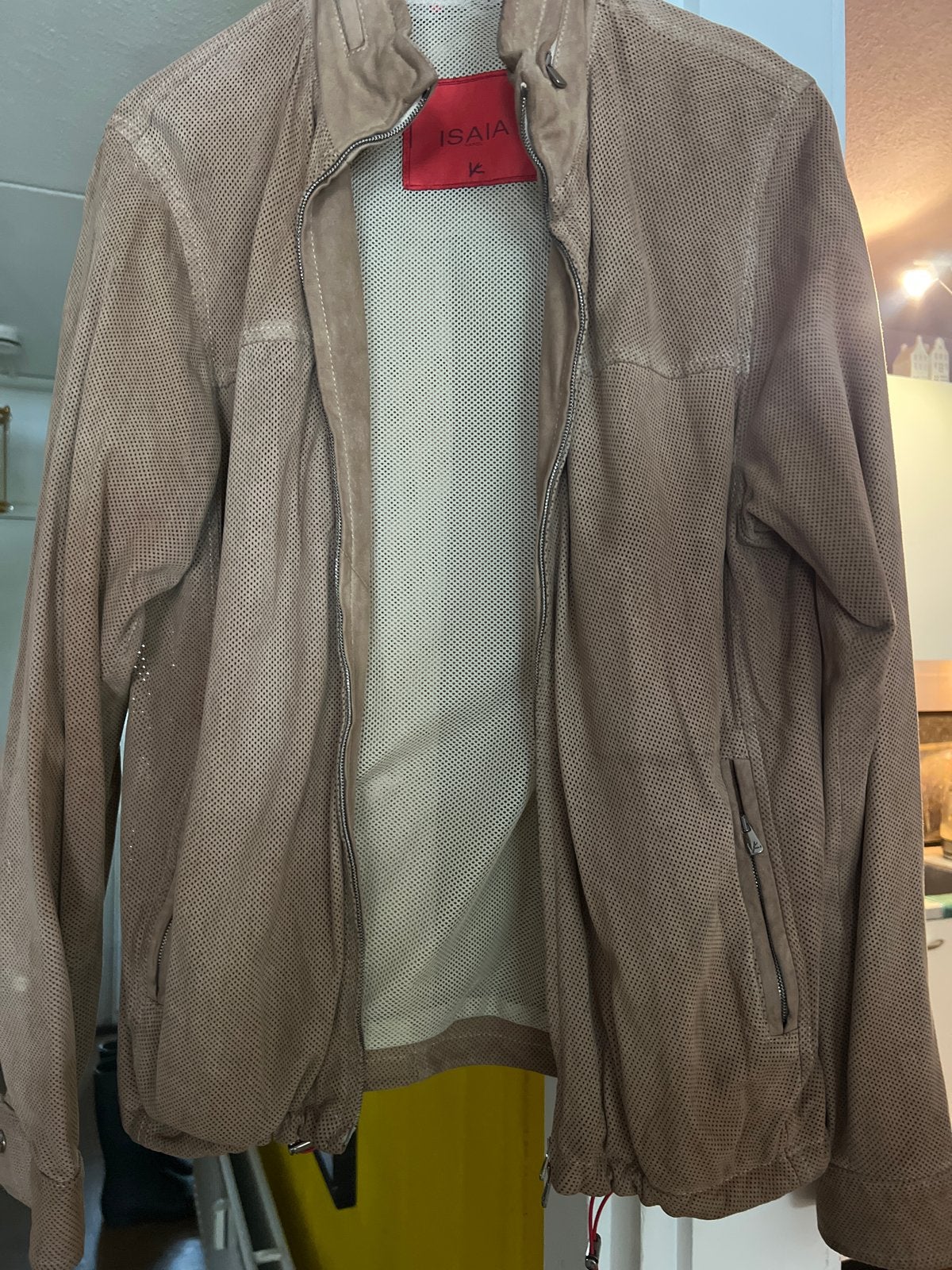 Isaia Napoli suède jas - Zo goed als nieuw, Verzenden, Zo goed als nieuw, Maat 48/50 (M), Beige