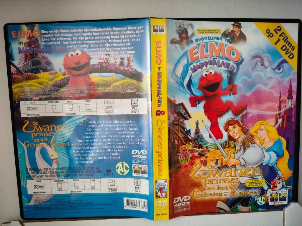 DVD Elmo in Mopperland & de Zwanenprinses, Tekenfilm, Ophalen of Verzenden, Zo goed als nieuw, Nederlands