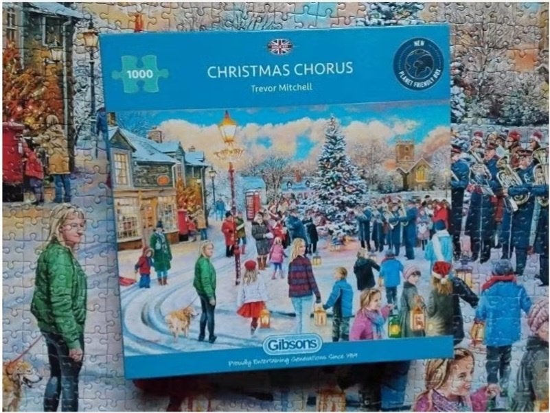 Gibsons puzzel 'christmas chorus' by Trevor Mitchell, Ophalen, 500 t/m 1500 stukjes, Zo goed als nieuw, Legpuzzel