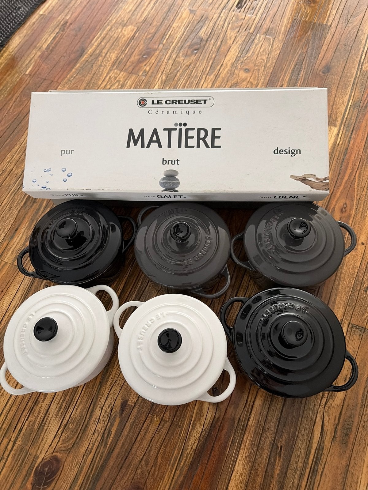 Le Creuset Mini Cocottes - Matière Brut Set van 6, Ophalen of Verzenden, Nieuw, Overige materialen, Pannenset