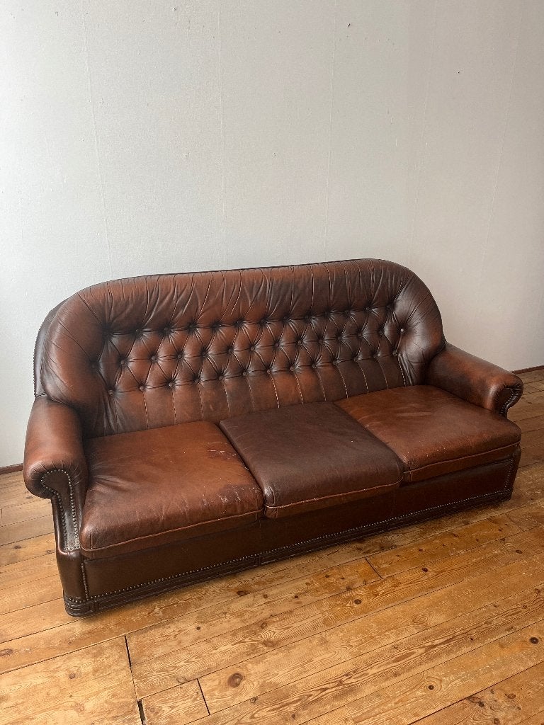 Leren bank Chesterfield, Ophalen, Gebruikt, Minder dan 75 cm, 150 tot 200 cm