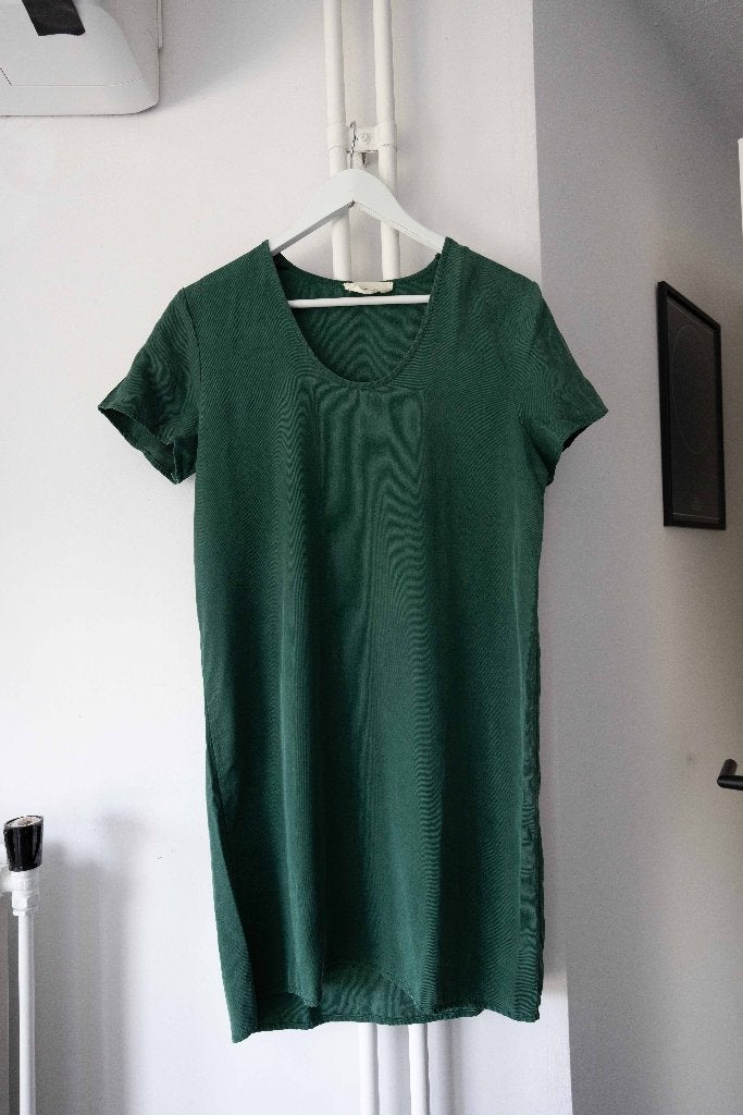 Basic donkergroen jurk American Vintage maat S, Kleding | Dames, Ophalen of Verzenden, American Vintage, Maat 36 (S), Gedragen