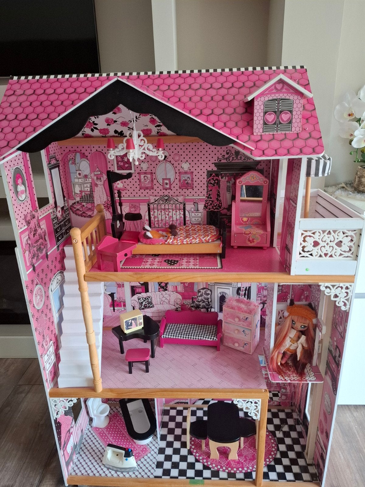 Kidkraft Amelia Poppenhuis - Roze met Lift & M, Ophalen, Poppenhuis