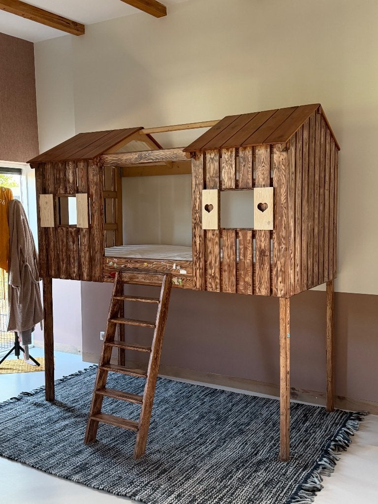 Boomhut Bed, Ophalen, 85 tot 100 cm, Gebruikt, Hoogslaper of Stapelbed
