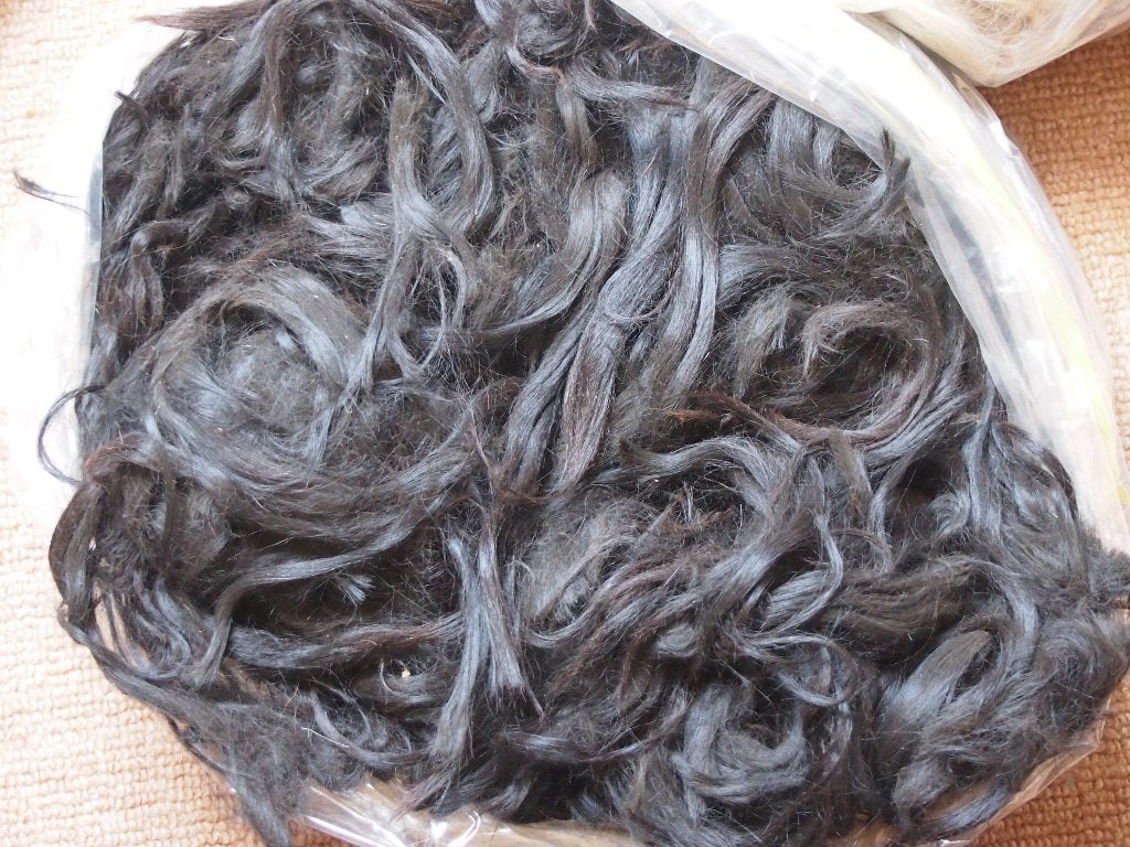 Ruwe suri alpacawol, zwart, Ophalen of Verzenden, Nieuw, Spinwol