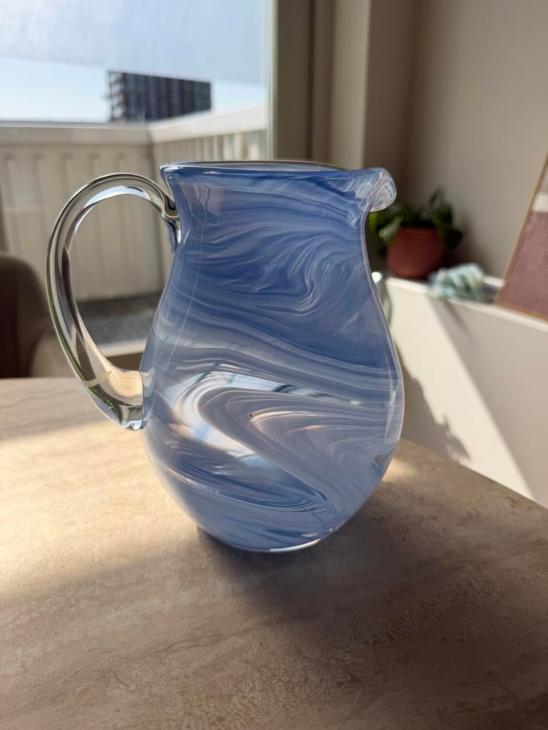 Glazen kan met blauwe print H&M Home, Ophalen, Glas, Overige stijlen, Glas of Glazen