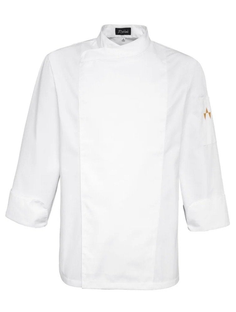 Witte koksbuis (koksjas, chef) met lange mouwen - Maat XS, Ophalen of Verzenden, Gedragen, Wit, Halswijdte 38 (S) of kleiner