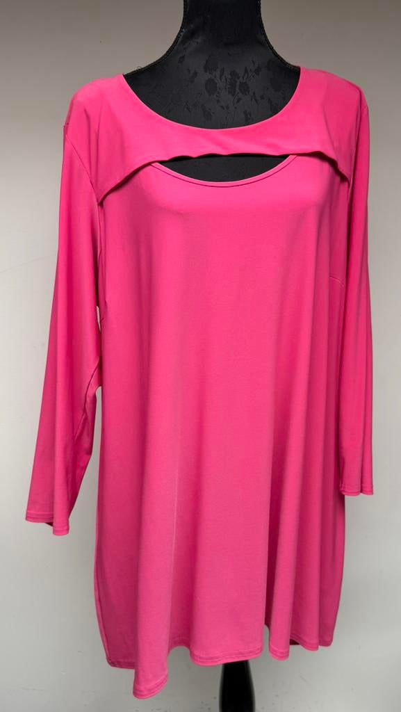 Superleuke roze tuniek open hals MAGNA 52/54, Ophalen of Verzenden, Zo goed als nieuw, Roze, Blouse of Tuniek